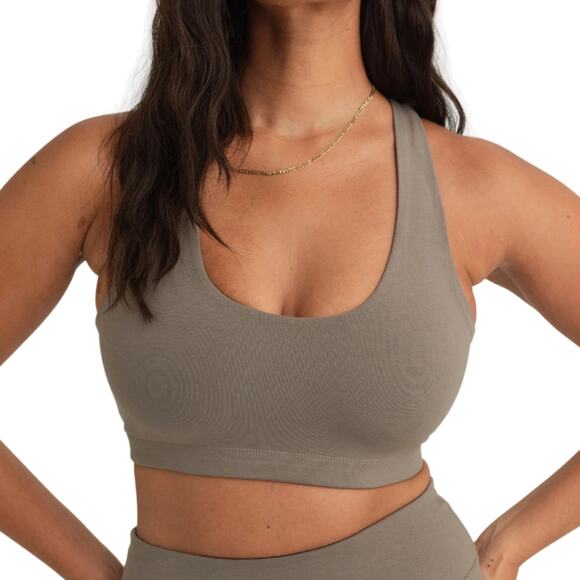 MATE the Label Organic Stretch Sports Bra Pebble M NWT $58 - Picture 1 of 4